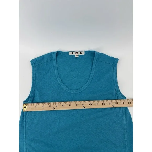 NWOT AMO Scoop Neck Tank Top Sz S Slub Seamed Preppy MSRP $136 - Picture 4 of 5